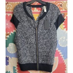 ANTHROPOLOGIE Gray & Black Amadi Sweater Top Medium